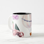 Wasserfarben Floral Hot Air Ballon Reisen Zweifarbige Tasse (Vorderseite Links)