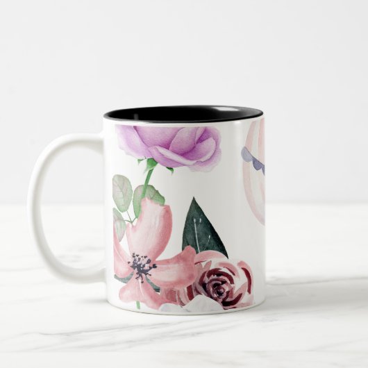 Wasserfarben Floral Hot Air Ballon Reisen Zweifarbige Tasse (Links)