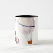 Wasserfarben Floral Hot Air Ballon Reisen Zweifarbige Tasse (Mittel)