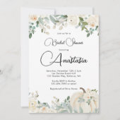 Wasserfarben Floral Pumpkin Fall Brautparty Einladung (Vorderseite)