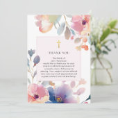 Wasserfarben Floral Religiöse Beerdigung Danke Kar Einladung (Stehend Vorderseite)
