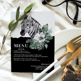 Wasserfarben Floral Wild Zebra Safari Wedding Menu