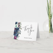 Wasserfarben florale Pflaume Navy Blue Wedding Vie Karte (Vorderseite)