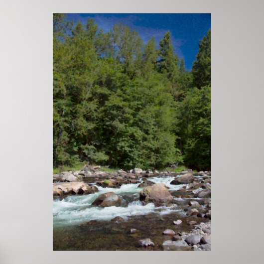 Wasserfarben-Fluss-Rapids Poster (Vorne)