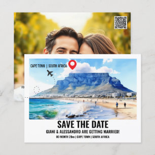 Wasserfarben-Foto in Kapstadt Save the Date Postkarte