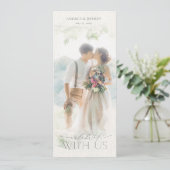 Wasserfarben Foto Maske Grau Blumenzehen Einladung (Stehend Vorderseite)