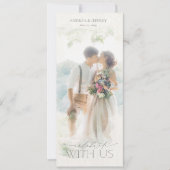 Wasserfarben Foto Maske Grau Blumenzehen Einladung (Vorderseite)