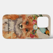 Wasserfarben Foxy Floral Friends Personalisierter Case-Mate iPhone Hülle (Rückseite (Horizontal))