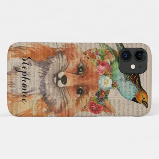 Wasserfarben Foxy Floral Friends Personalisierter Case-Mate iPhone Hülle (Rückseite (Horizontal))