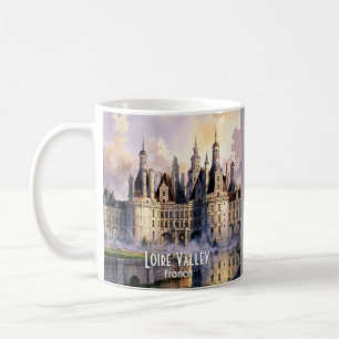 Wasserfarben-Frankreich Loire-Tal Retro-Schloss Kaffeetasse