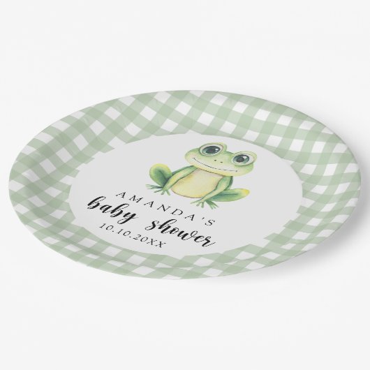 Wasserfarben Frog Baby Dusche Pappteller (Schrägansicht)