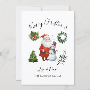 Wasserfarben Frohe Weihnachten Baum Santa Claus Fr