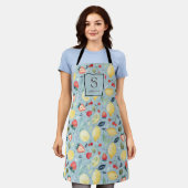 Wasserfarben-Früchte-Muster-Monogramm personalisie Schürze (Getragen)