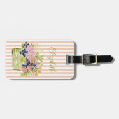 Wasserfarben Früchte- und Blumenkorb auf Streifen Gepäckanhänger (Vorderseite horizontal)