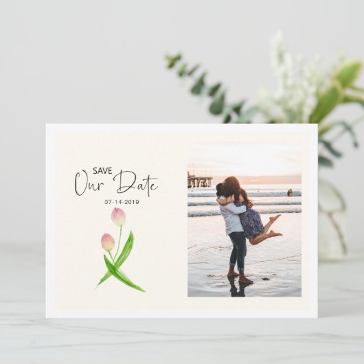 Wasserfarben-Frühlingsblende Save the Date Fotokar (Stehend Vorderseite)