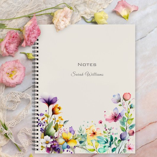 Wasserfarben Frühlingsblumen Blumengestelle Notizblock