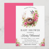 Wasserfarben-Frühlingsbrust Bird Nest Babydusche Einladung (Vorne/Hinten)