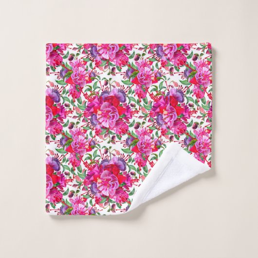 Wasserfarben Fuchsia Blooms Badhandtuch Set (Waschlappen)