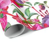 Wasserfarben Fuchsia Blooms Geschenkpapier (Rolleneckpunkt)