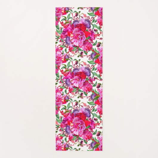 Wasserfarben Fuchsia Blooms Yogamatte (Vorderseite)