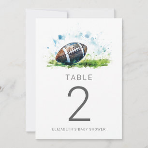 Wasserfarben-Fußball-Baby-Shower-Tischnummern Einladung