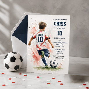Wasserfarben-Fußball-Jungen-Geburtstags-Einladung Einladung