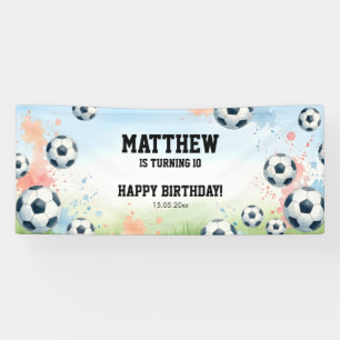 Wasserfarben-Fußball-Jungen-Geburtstagsfeier Banner