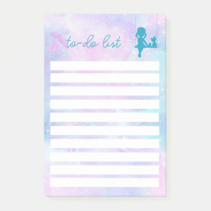Wasserfarben-Galaxie Cat Girl Back to School Post-it Klebezettel
