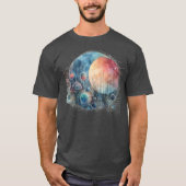Wasserfarben Galaxy Abstrakte Kunst Grau T-Shirt (Vorderseite)