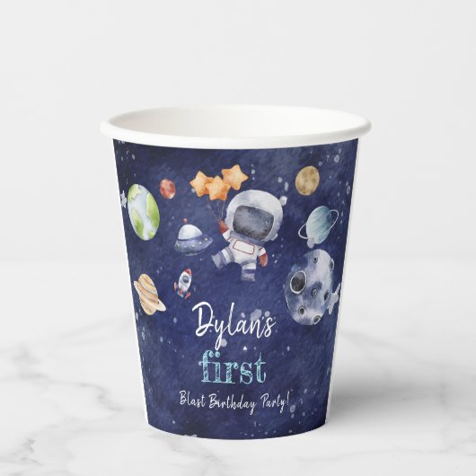 Wasserfarben Galaxy Planet Kinder Kinderdusche Pappbecher (Vorderseite)