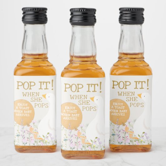 Wasserfarben Gänse Duck Wildblume Babydusche Alkoholflaschenetikett (Flaschen)