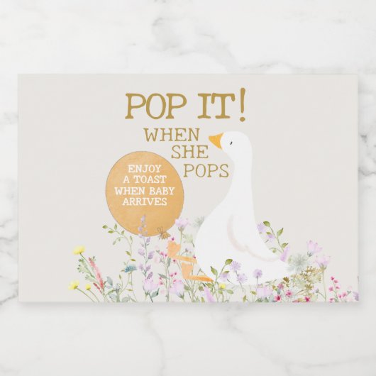 Wasserfarben Gänse Duck Wildblume Babydusche Alkoholflaschenetikett (Einzelnes Label)