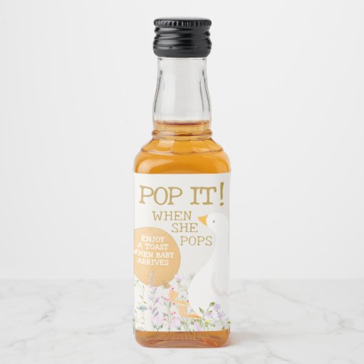 Wasserfarben Gänse Duck Wildblume Babydusche Alkoholflaschenetikett (Vorderseite)