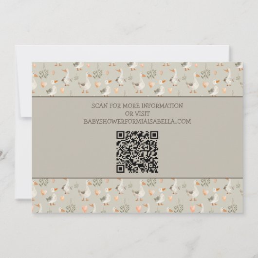 Wasserfarben Gänse Kinderdusche QR-Code Einladung (Rückseite)