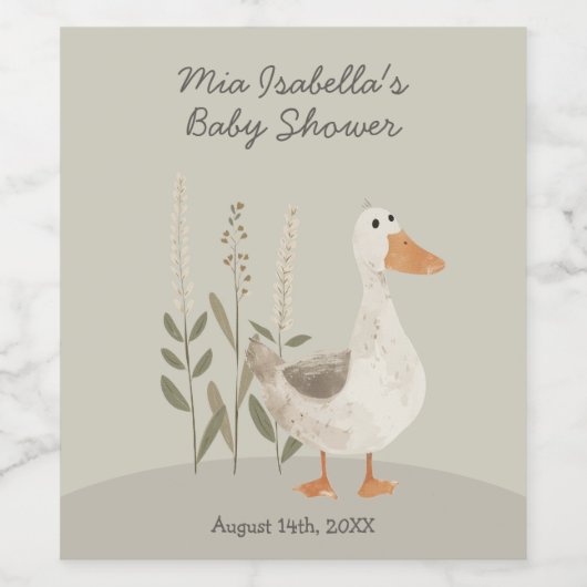 Wasserfarben Gänse Kinderdusche Weinetikett (Einzelnes Label)