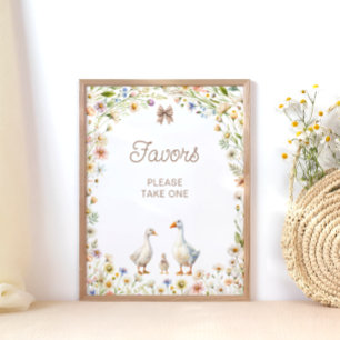 Wasserfarben Gänse Wildblume Kinderduschfavoriten Poster