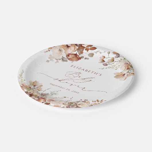 Wasserfarben-Garten Boho BläsernBaby-Dusche Pappteller (Schrägansicht)