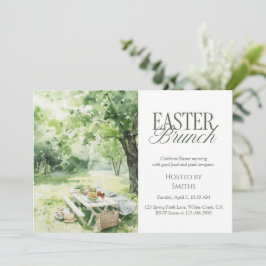 Wasserfarben-Garten-Picknick-Osterbrunch Elegant Einladung