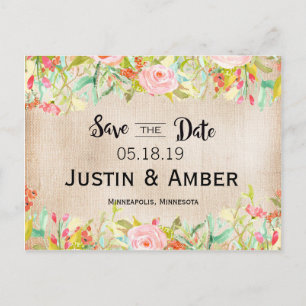 Wasserfarben-Garten Save-the-Date Ankündigungspostkarte