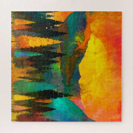 Wasserfarben - Gebirge Holzkiste Schild Akrylkrone Puzzle (Horizontal)