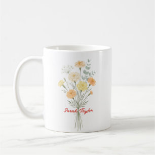 Wasserfarben-Geburtsblume Ringelblume Maßanfertigu Kaffeetasse