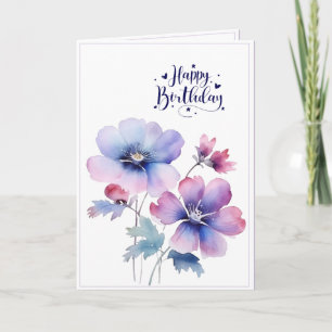 Wasserfarben-Geburtstagskarte mit violetter Blume Karte