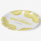Wasserfarben-Gelb-Sprinkle-Donuts Baby Sprinkle Pappteller (Schrägansicht)