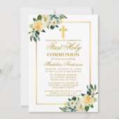 Wasserfarben Gelbe weiße Blüte Erste Kommune Einladung (Vorderseite)