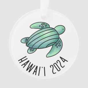 Wasserfarben gemalte Meeresschildkröte Hawaii blau Ornament