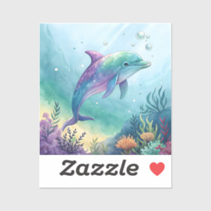 Wasserfarben gemalter Delfin Aufkleber