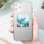 Wasserfarben gemalter Delfin Aufkleber (Telefon)