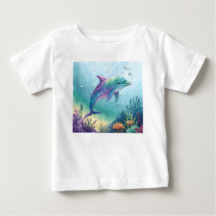 Wasserfarben gemalter Delfin Baby T-shirt