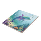 Wasserfarben gemalter Delfin Fliese (Seite)
