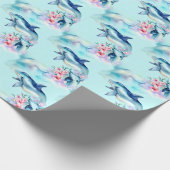 Wasserfarben gemalter Delfin Geschenkpapier (Ecke)
